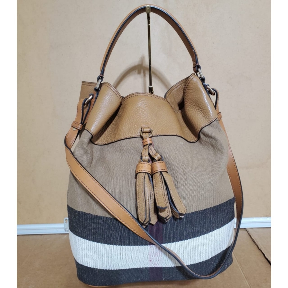 Burberry Beige and Black Hobo Bag